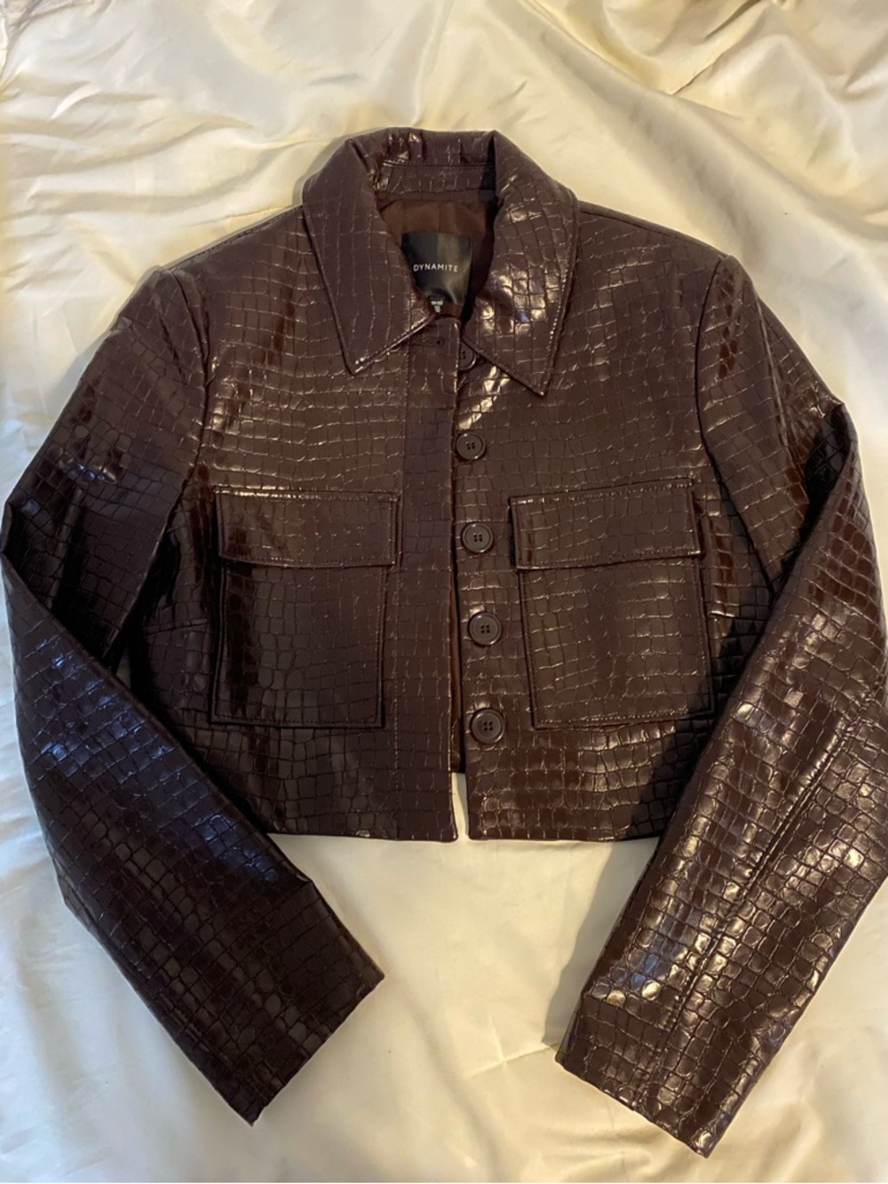 Dynamite cropped faux leather jacket
